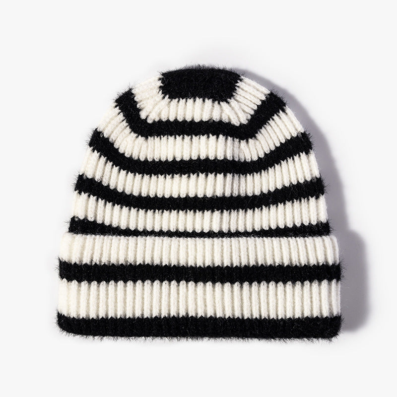 Winter Striped Beanie Cuff Warm Knitted Hat DP25G732