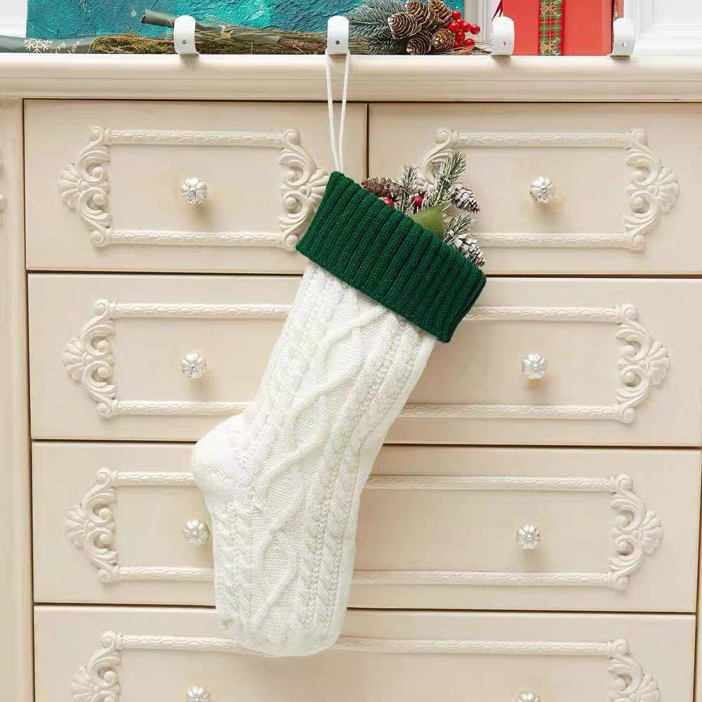Christmas Cable Knit Stocking Hanging Gift Pouch 6W8FSO896