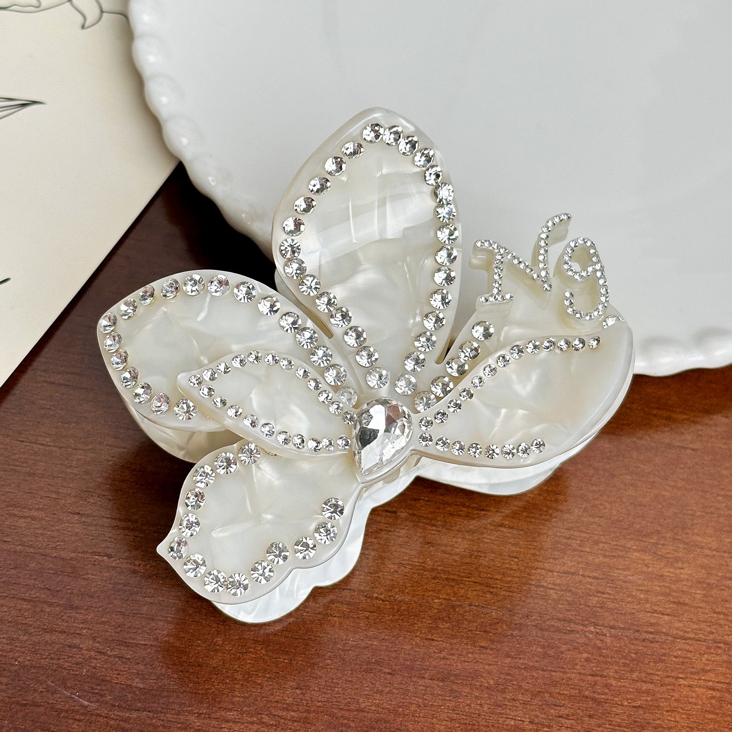 Luxury Colorful Rhinestone Floral Petal Hair Claw 8AS6HCP281L