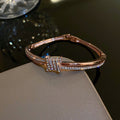 Elegant Gold Plated Rhinestones Hollow Open Bracelet 6W6JBR693