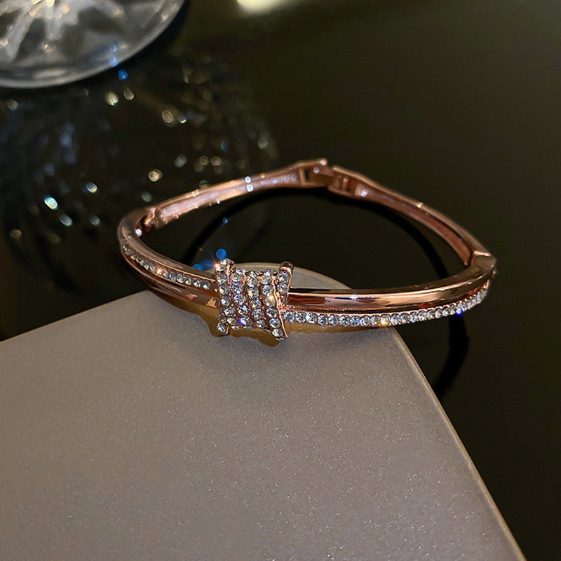 Elegant Gold Plated Rhinestones Hollow Open Bracelet 6W6JBR693