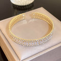 Elegant Gold Plated Rhinestones Hollow Open Bracelet 6W6JBR693