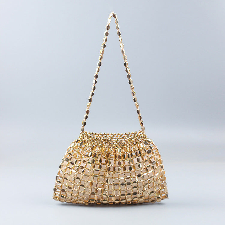 Beaded Woven Shoulder Tote Bag DP25C679