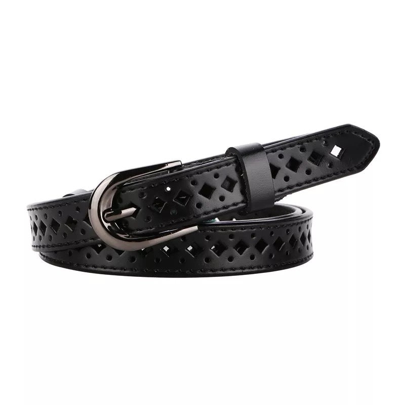 Trendy Hollow Out Solid Color Leather Belt 6W6JBT175