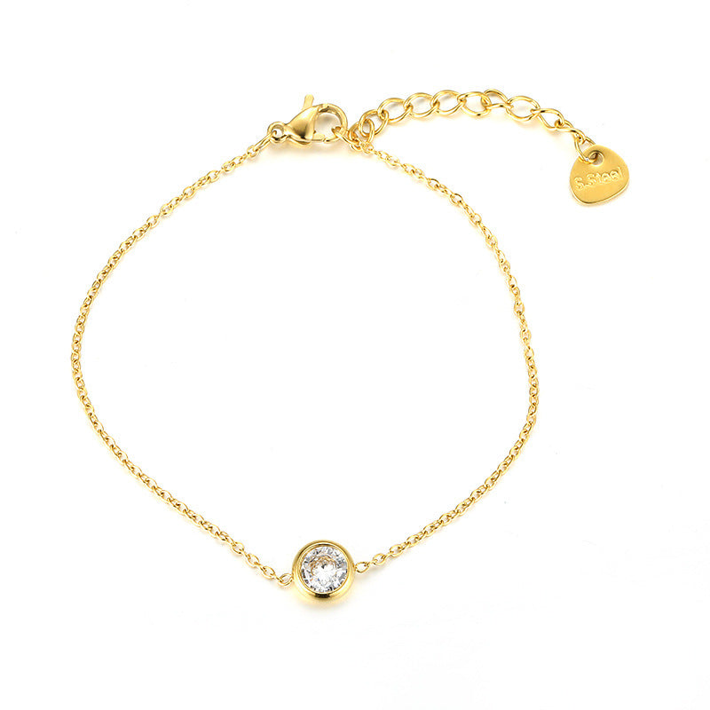 Fashion Gold Plated Cubic Zirconia Chain Bracelet 6W6JBR517