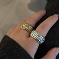 Punk Distressed Twisted Braided Metal Open Ring 6W6JRG299