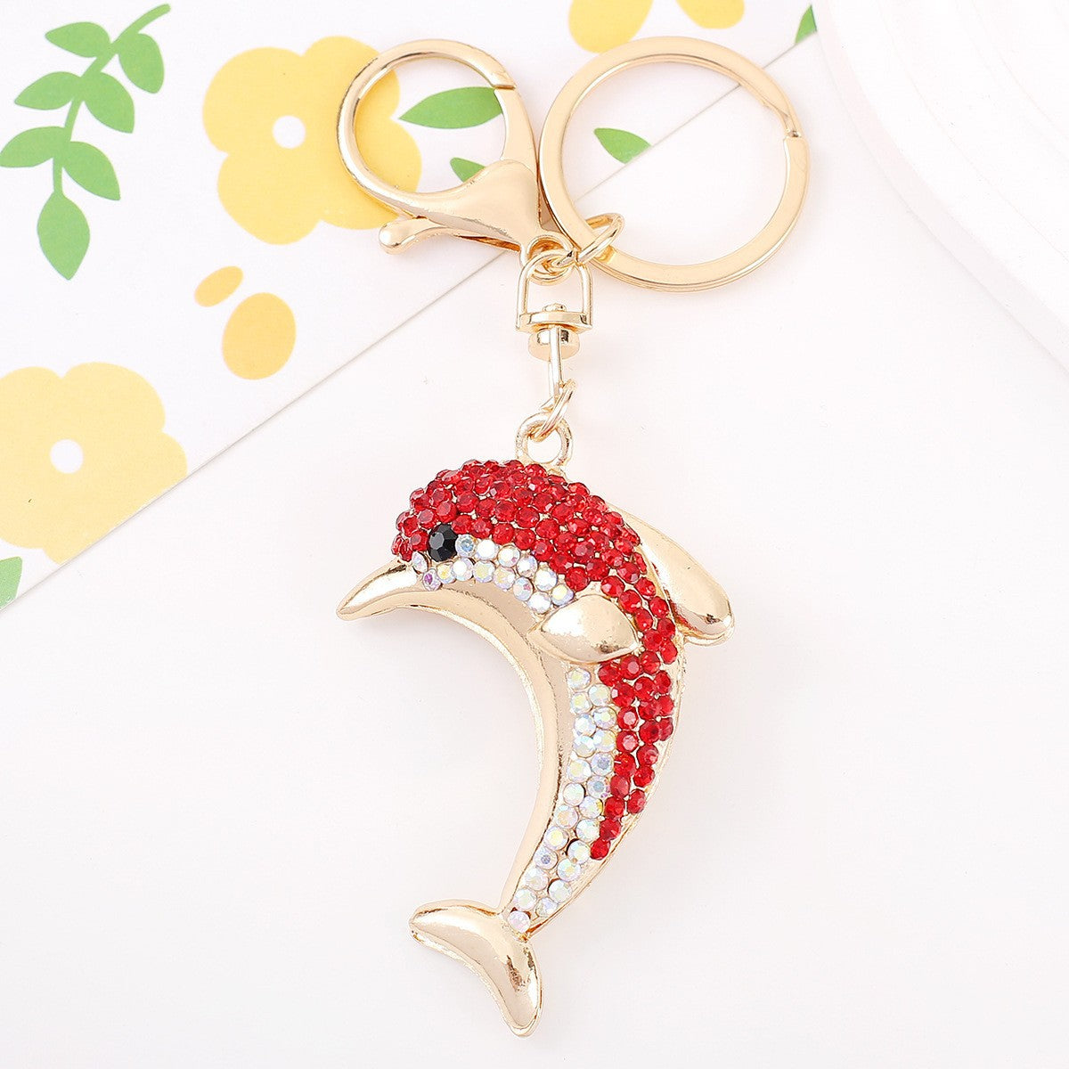 Funny Rhinestones Dolphin Pendant Keychain Bag Charm 6W10BBC632