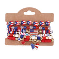 Stylish USA Flag Elastic Beaded Chain Bracelets Set 8ZA6JBR199T
