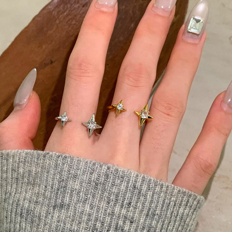 Rhinestone Star Open Ring - DippedShop Wholesale - #3571