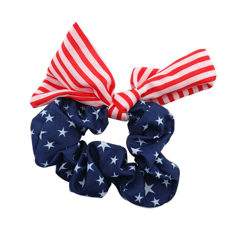 Cute Red Striped Bowknot Scrunchies Hair Tie 8BK6HSR22L