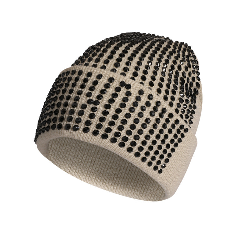 Sparkly Rhinestone Solid Color Knit Beanie Hat 6W6HAT655