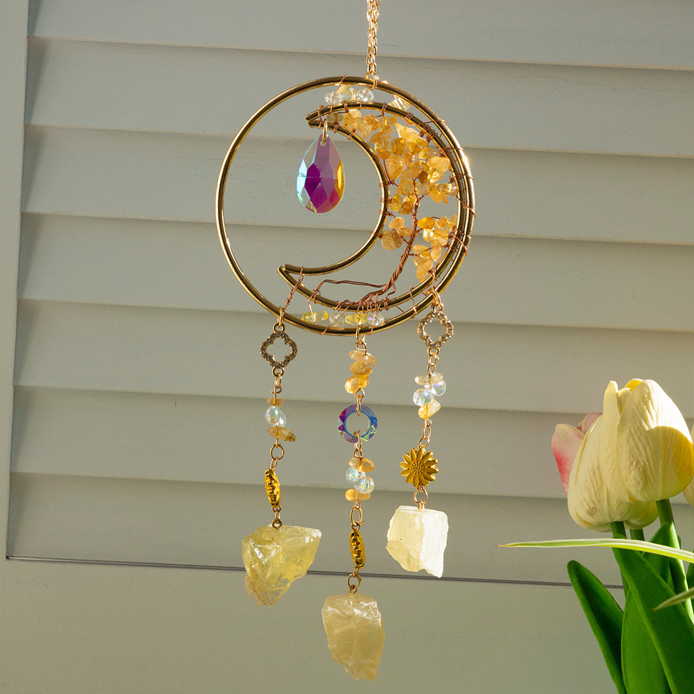 Natural Stone Moon Crystal Pendant Hanging Suncatchers MK2CZAS6H7HLS81