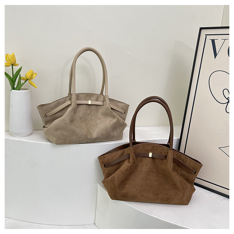 Casual Suede Large Capacity Ruched Tote Bag 6W10BBG1868