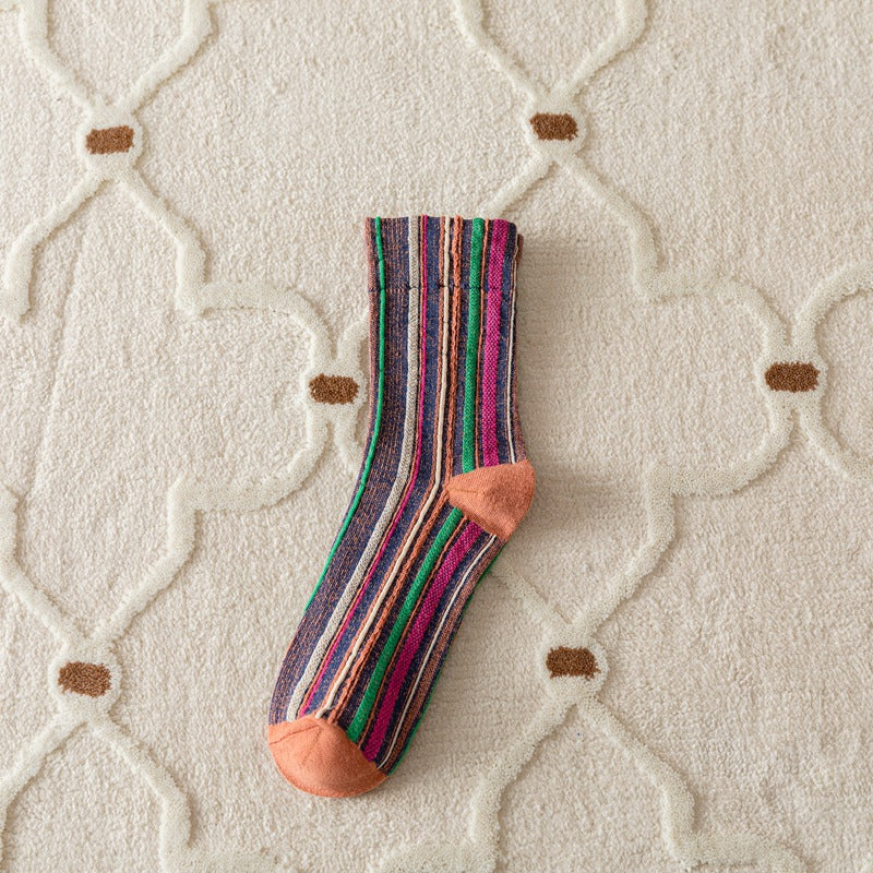 Striped Breathable Crew Socks - DippedShop Wholesale - #9891