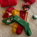 Ribbed Embroidered Christmas Cotton Socks 6W8FSO913