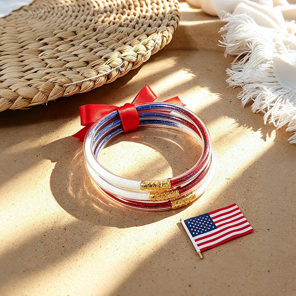 Vintage American Flag Star Pendant Stud Earrings 8ZA6JER185L
