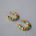 C-Shape Stone Chain Earrings - DippedShop Wholesale - #1043