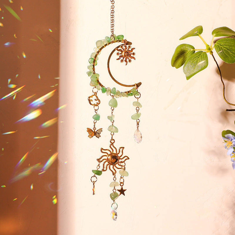 Colorful Stones Moon Wrap Tassel Hanging Suncatchers MK2CZAS6H7HLS68