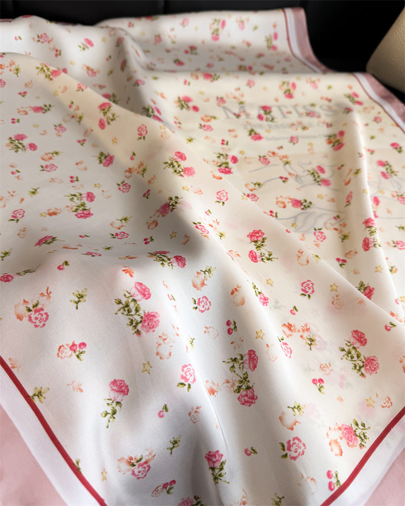 Fresh Floral Print Neckchief Versatile Square Scarf MK2BW6W6NSI22