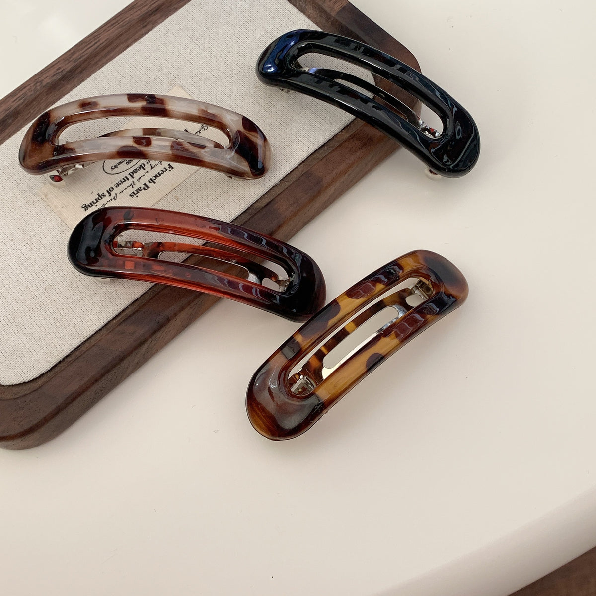 Stylish Tortoise Shell Hollow Out Hair Barrette Clip 6W6HCP1649