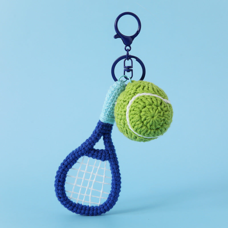 Creative Crochet Tennis Racket Ball Bag Charm Keychain MK2ZCAS6W10BBC68