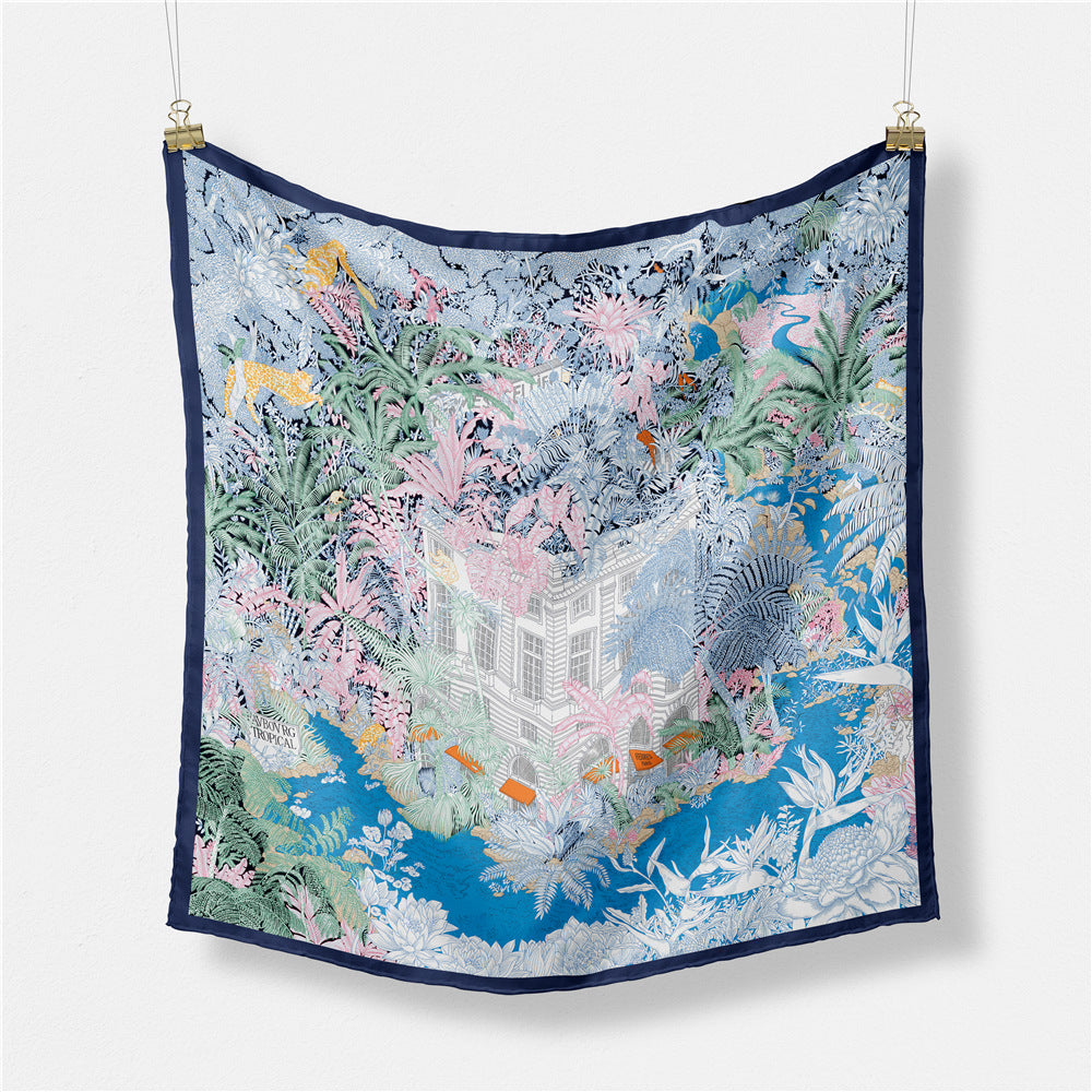 Fashion Abstract Print Versatile Square Silk Scarf 8BW6NSI14