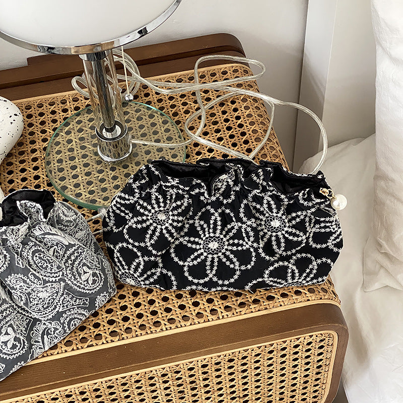 Floral Embroidered Lace Cosmetic Bag - DippedShop Wholesale - #4771