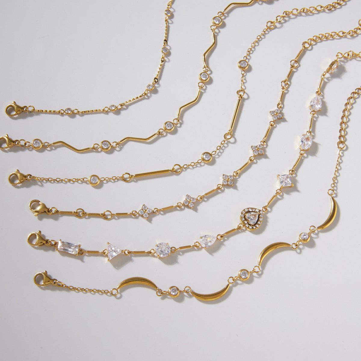 Simple Gola Plated Cubic Zirconia Chain Bracelet 6W6JBR461