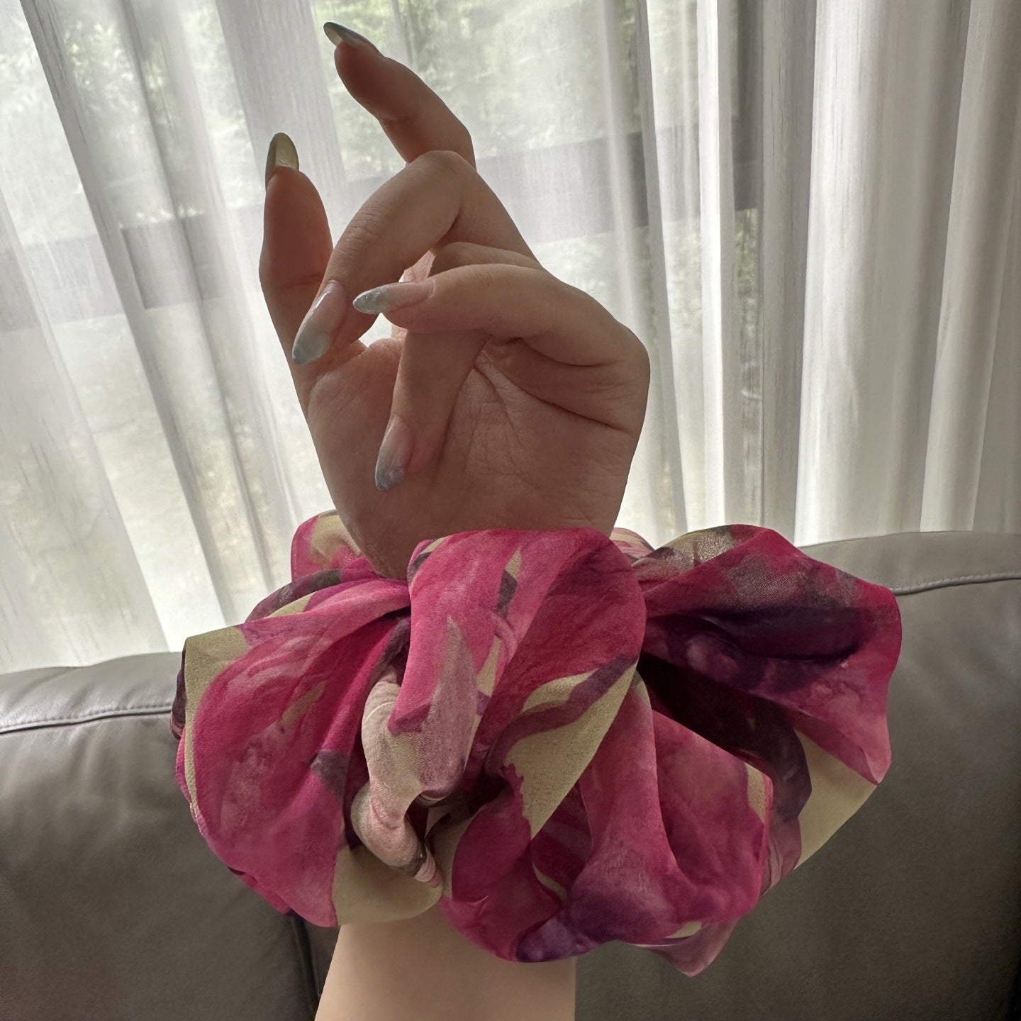 Flower Chiffon Hair Scrunchie - DippedShop Wholesale - #9923