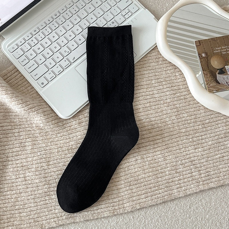 Simple Hollow Out Slouchy Crew Socks 6W8FSO814