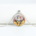 Retro USA Flag Pattern Round Pendant Chain Necklace 8ZA6JNC278T