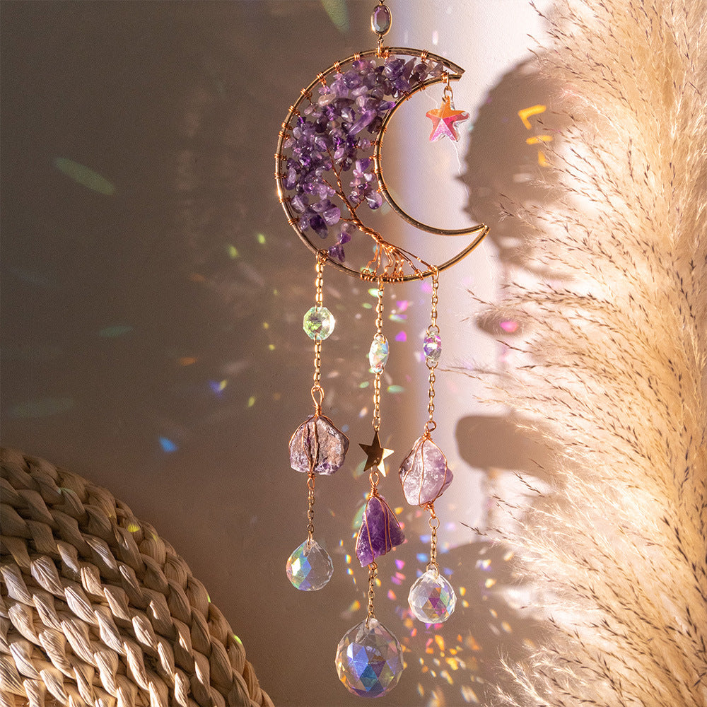 Natural Stone Moon Suncatcher - DippedShop Wholesale - #3955