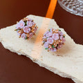 Elegant Rhinestone Flower Ball Stud Earrings 6W6JER761