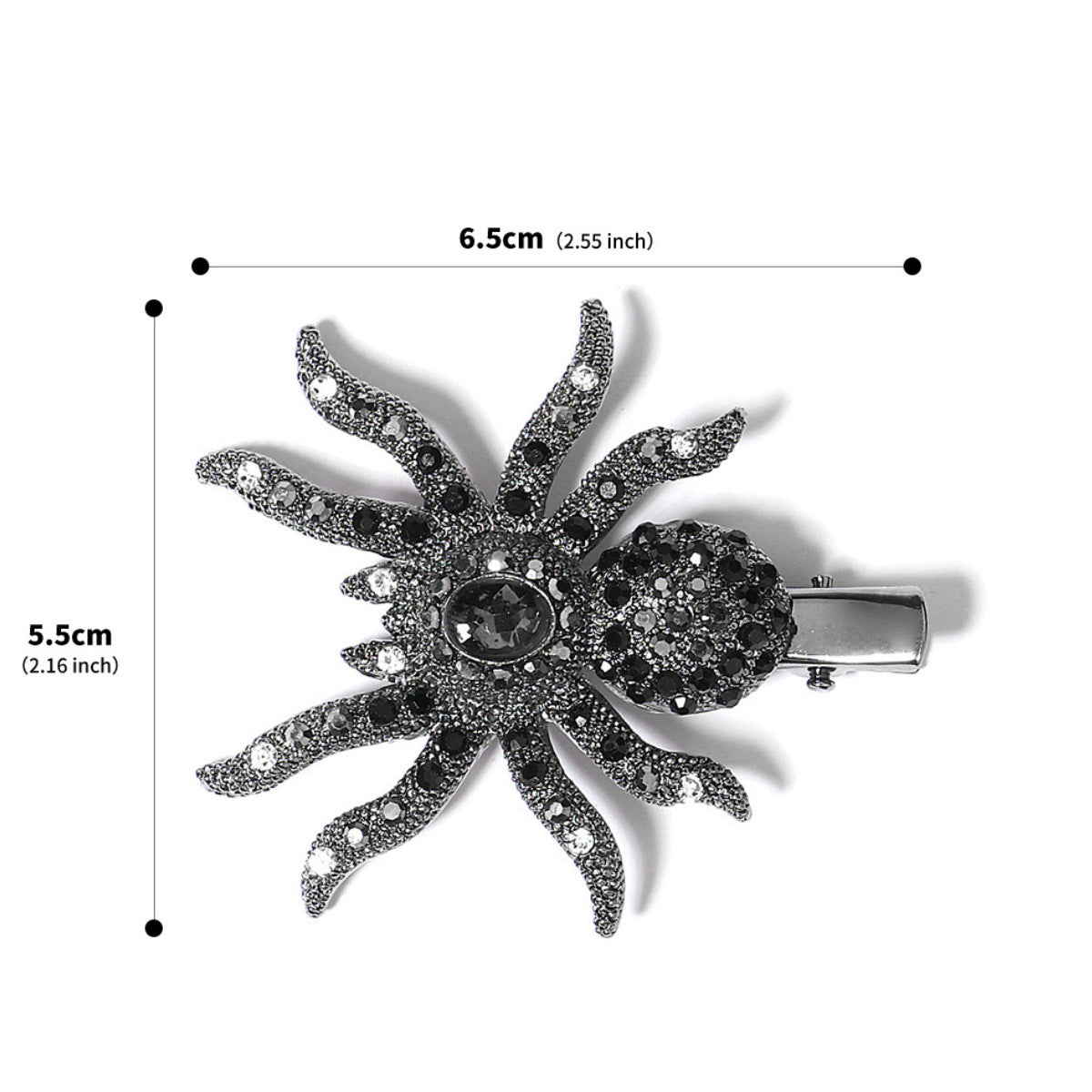 Sparkling Black Rhinestone Spider Duckbill Hair Clip 6W6HCP1319