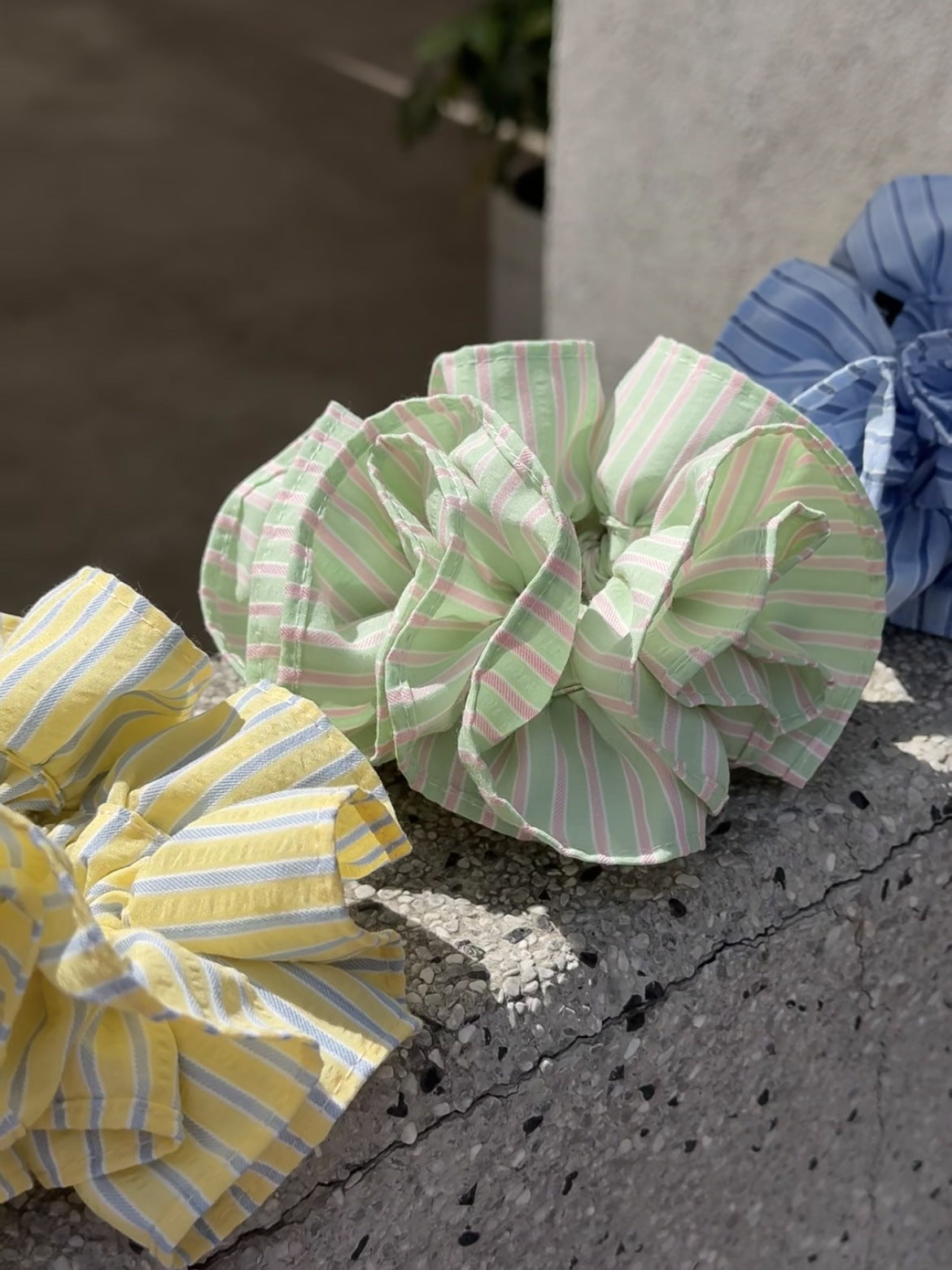 Color Block Striped Double Layer Ruffle Hair Scrunchie MK2BW6W6HSR02