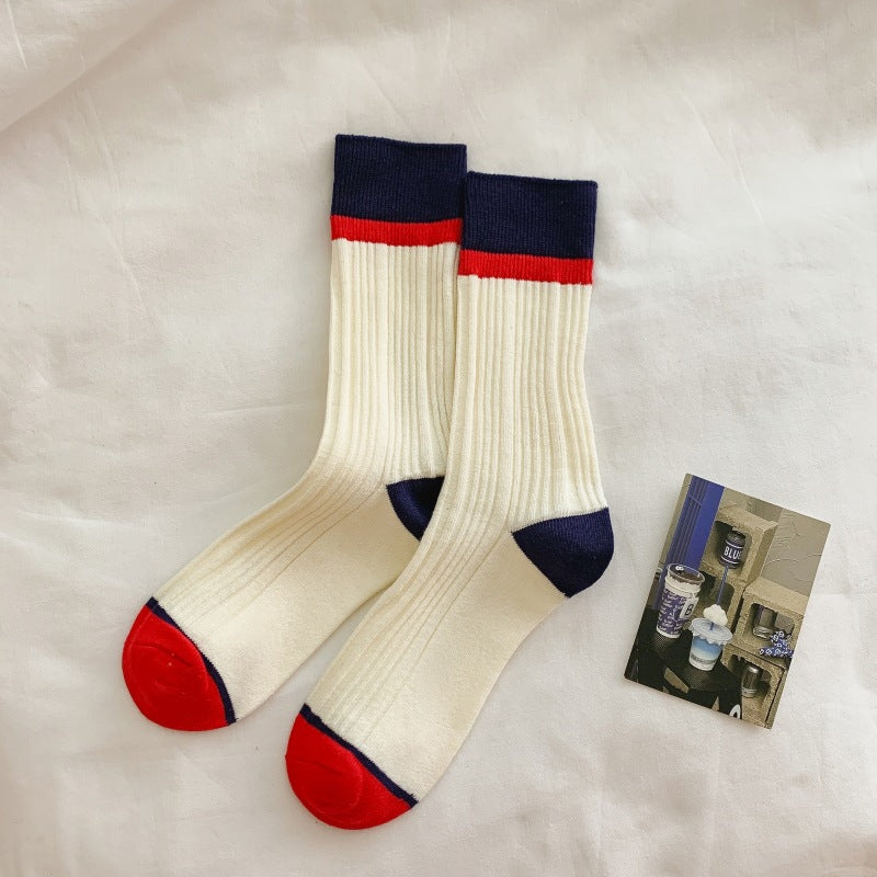Simple Color Block Striped Soft Slouchy Socks 6W8FSO713