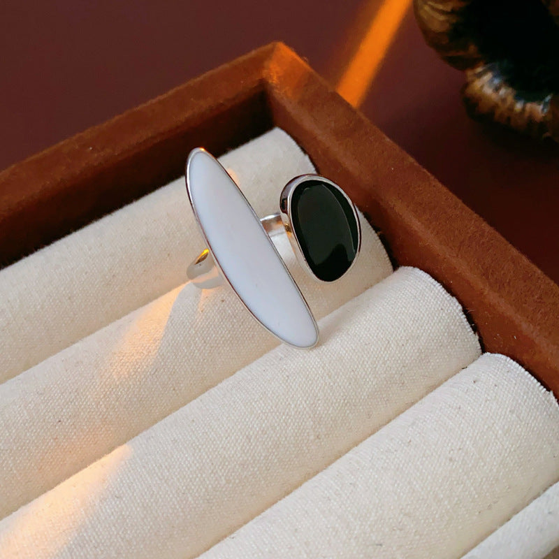Chunky Two Tone Enamel Teardrop Open Ring 6W6JRG363