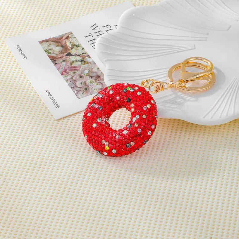 Sweet Fully Rhinestone Donut Keychain Bag Charm 6W10BBC730