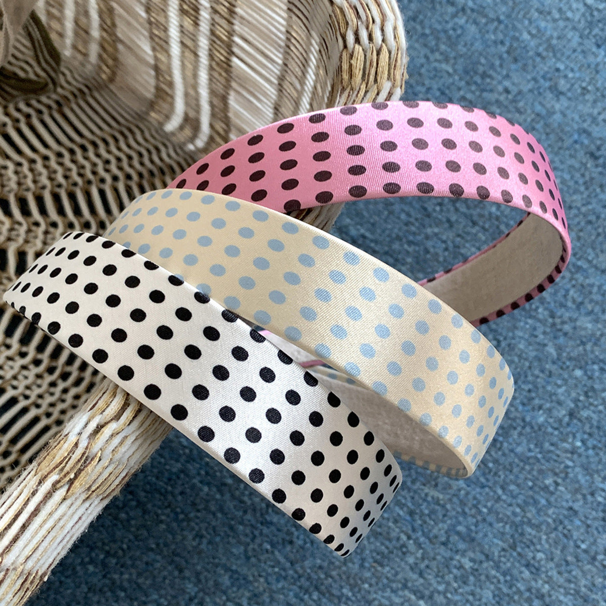 Vintage Satin Polka Dot Wide Headband 6W6HBD367