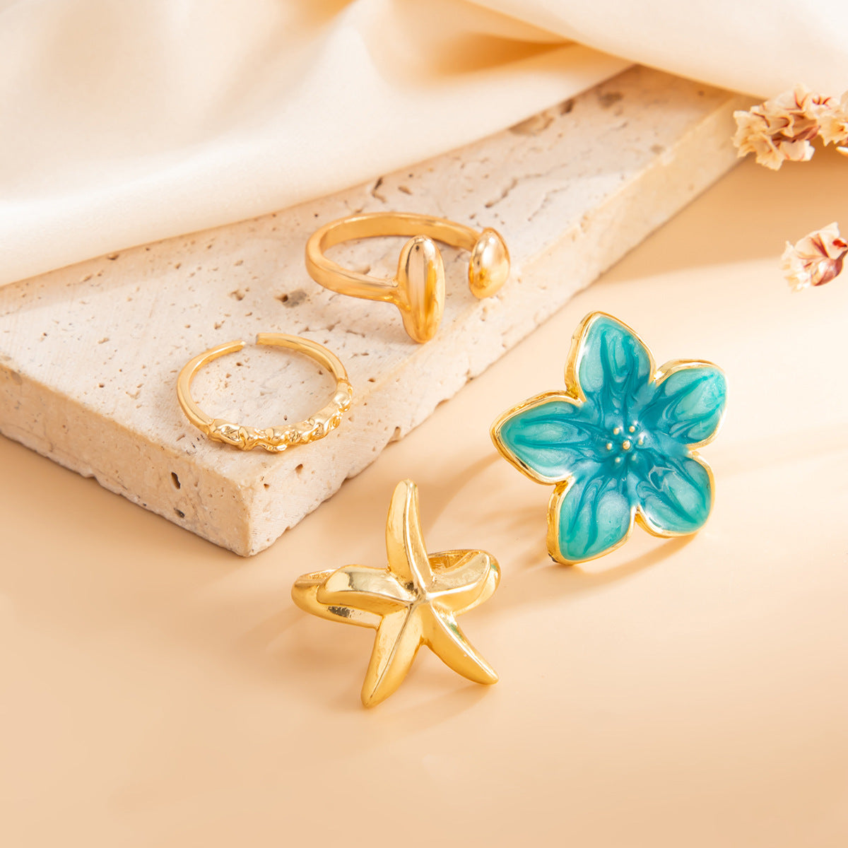 Floral Toe Ring Set - DippedShop Wholesale - #9683