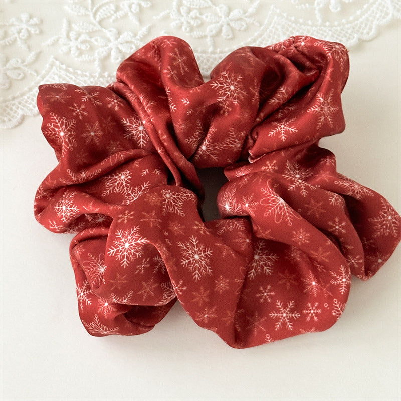Striped Ribbon Print Christmas Satin Scrunchies 6W6HSR412