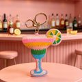 Colorful Beaded Cocktail Cup Keychain Bag Charm 6W10BBC827
