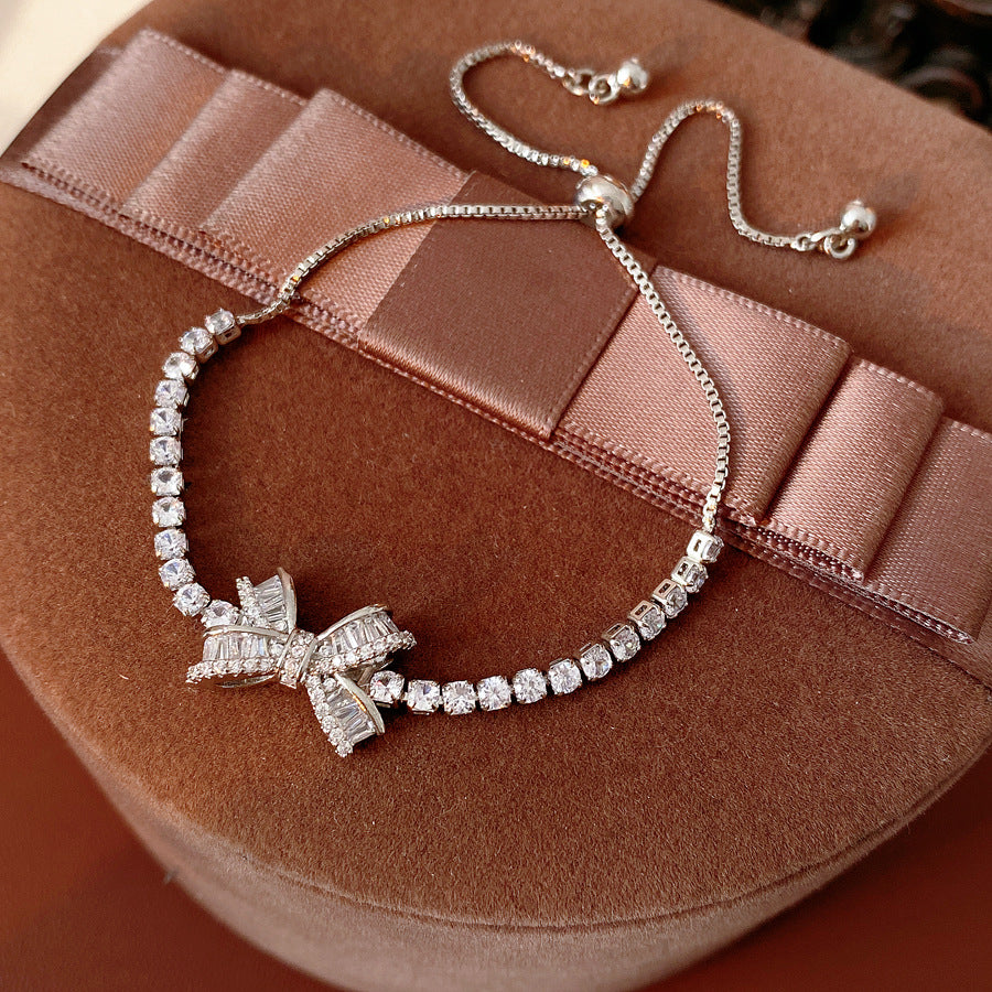 Elegant Rhinestones Bowknot Adjustable Bracelet 6W6JBR673