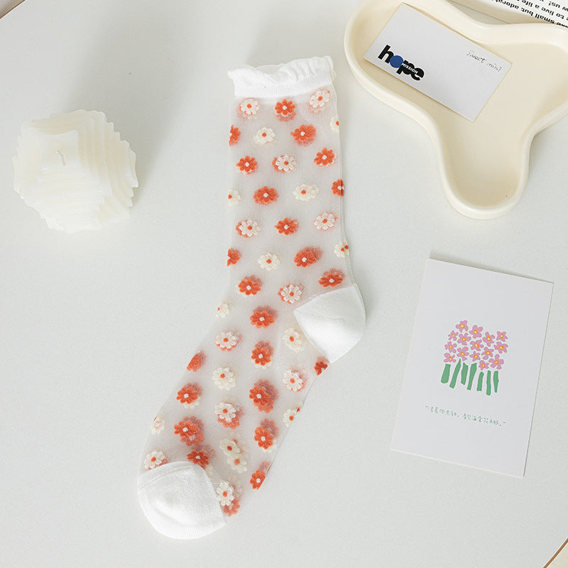 Flower Mesh Ruffle Socks - DippedShop Wholesale - #1299