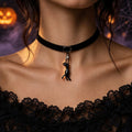 Gothic Style Rhinestone Cat Pendant Choker Necklace 6W6JNC611