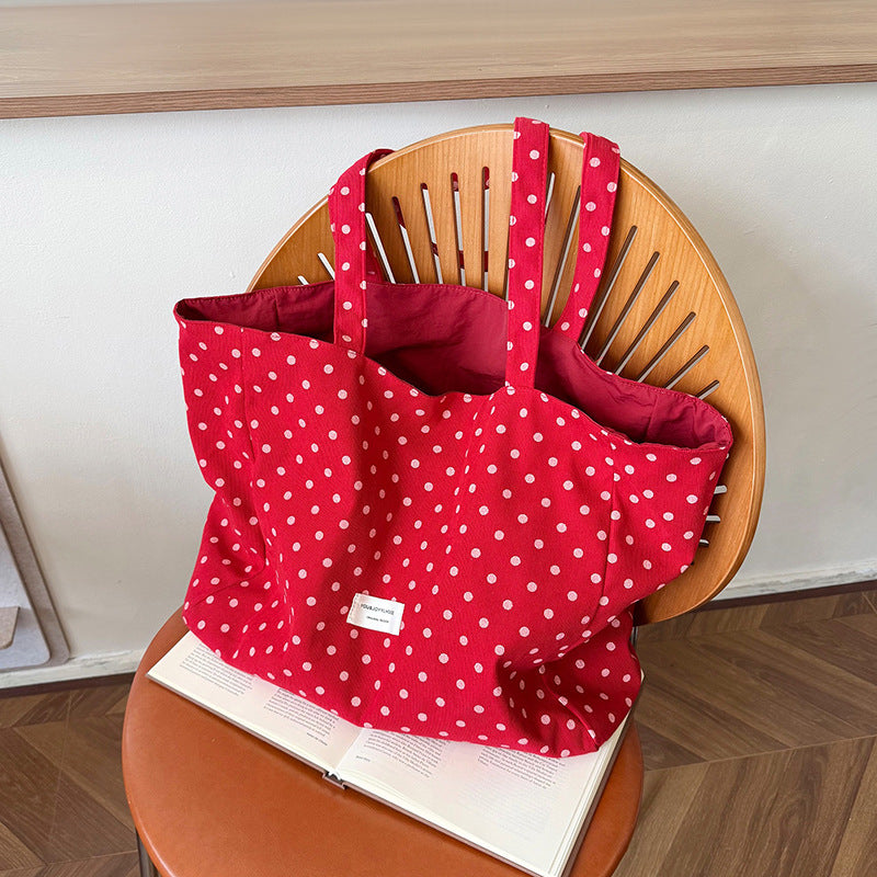 Simple Polka Dots Lightweight Canvas Tote Bag 6W10BBG2471