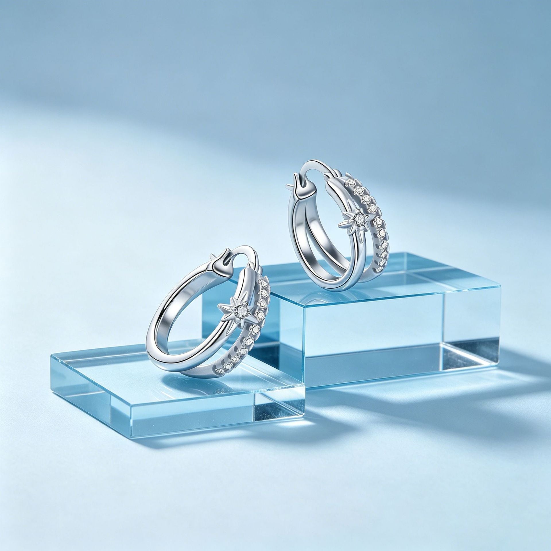 Trendy Cubic Zirconia Starburst Hoop Earrings 6W6JER597
