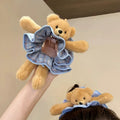 Cute Plush Bear Plaid Print Scrunchies 6W6HSR509