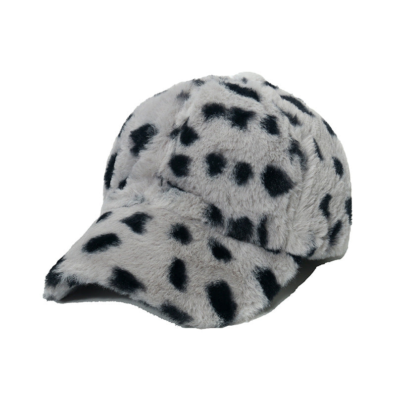 Vintage Leopard Print Faux Fur Baseball Cap 6W6HAT820