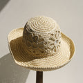 Summer Hollow Hand-Crochet Straw Bucket Hat 8BK6HAT174L